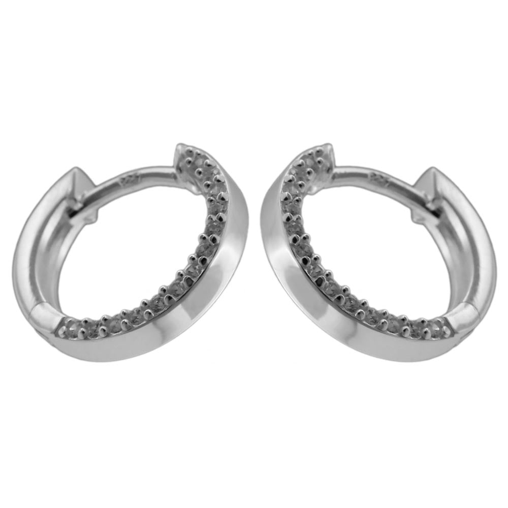 Ring ørering 13x2mm foldehængsel med Cubic Zirconias Silver 925