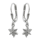 Leverback øreringe Øreringe 23x6mm Blomst eller stjerne Cubic Zirconia Sølv 925