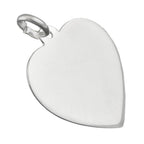 Vedhæng 19x17mm hjerte til gravering, dobbeltsidet, skinnende sølv 925