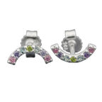 Ørestikker 9x4mm halvcirkel med farvede kubiske zirkoniaer sølv 925