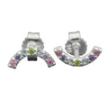 Ørestikker 9x4mm halvcirkel med farvede kubiske zirkoniaer sølv 925