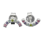 Ørestikker 9x4mm halvcirkel med farvede kubiske zirkoniaer sølv 925