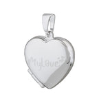 Vedhæng 17x5mm Medaljon Hjerte Shiny Gravering MyLove Sølv 925