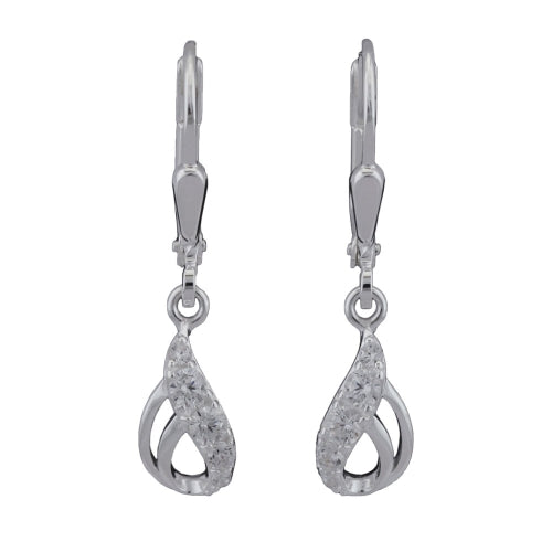 Leverback øreringe 25x6mm drop med Cubic Zirconias Silver 925