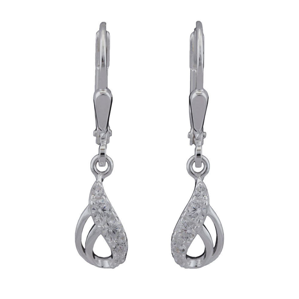 Leverback øreringe 25x6mm drop med Cubic Zirconias Silver 925