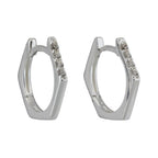 Ørering-ring 15x14x1,5 mm Hængsel Rektangulær 4 Hvide kubiske zirkoniaer Sølv 925
