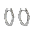 Ørering-ring 15x14x1,5 mm Hængsel Rektangulær 4 Hvide kubiske zirkoniaer Sølv 925