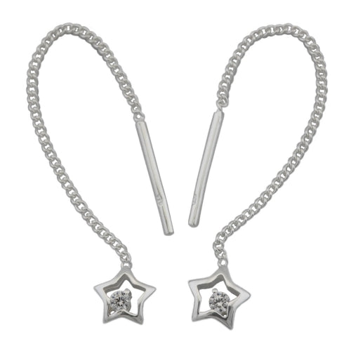 Pull-Through ørering-øreringe 57x5mm med Cubic Zirconia Silver 925