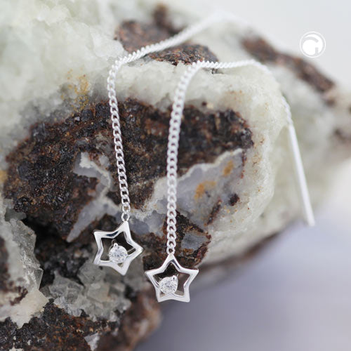 Pull-Through ørering-øreringe 57x5mm med Cubic Zirconia Silver 925