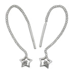 Pull-Through ørering-øreringe 57x5mm med Cubic Zirconia Silver 925