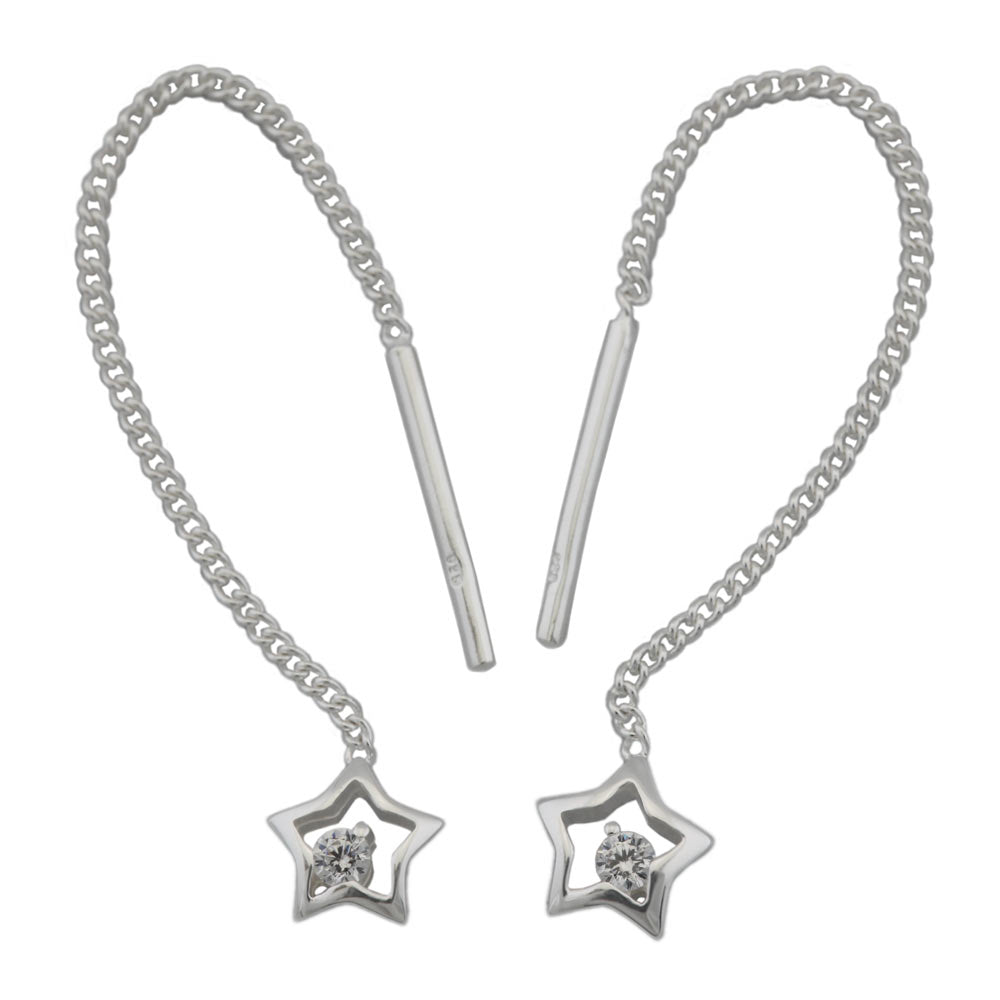 Pull-Through ørering-øreringe 57x5mm med Cubic Zirconia Silver 925