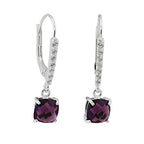 Leverback øreringe Øreringe 26x6mm Glassten Amethyst med kubiske zirkonier Sølv 925