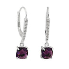 Leverback øreringe Øreringe 26x6mm Glassten Amethyst med kubiske zirkonier Sølv 925