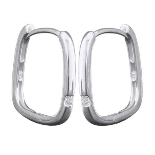 Ring ørering 15,5x15 mm hængsel firkantet med zirkonia sølv 925
