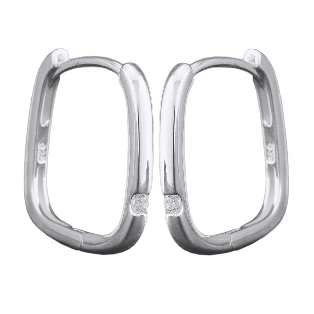 Ring ørering 15,5x15 mm hængsel firkantet med zirkonia sølv 925