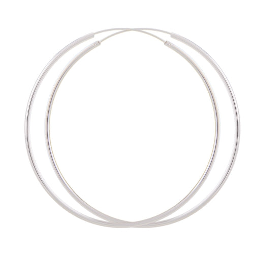 Ring ørering 70x2mm trådring med spænde skinnende sølv 925