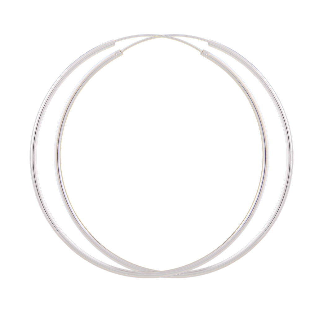 Ring ørering 70x2mm trådring med spænde skinnende sølv 925