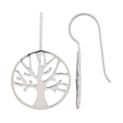 Øreledninger ørering 28x18mm Livets Træ Cirkulær Skinnende Sølv 925