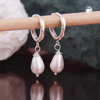 Ring ørering 27x6mm foldehængsel med drop-imitation Pearl Silver 925