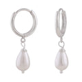 Ring ørering 27x6mm foldehængsel med drop-imitation Pearl Silver 925
