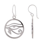 Øreledninger Ørering 34x20mm Eye of Horus Circular Shiny Silver 925