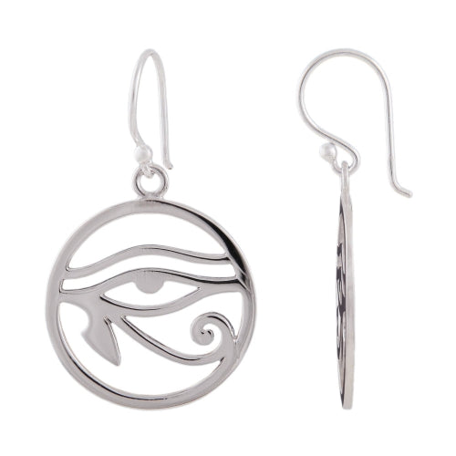 Øreledninger Ørering 34x20mm Eye of Horus Circular Shiny Silver 925