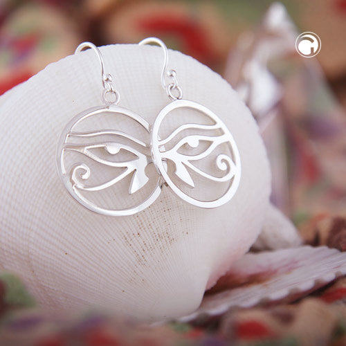 Øreledninger Ørering 34x20mm Eye of Horus Circular Shiny Silver 925