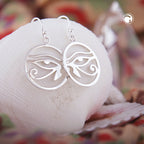Øreledninger Ørering 34x20mm Eye of Horus Circular Shiny Silver 925