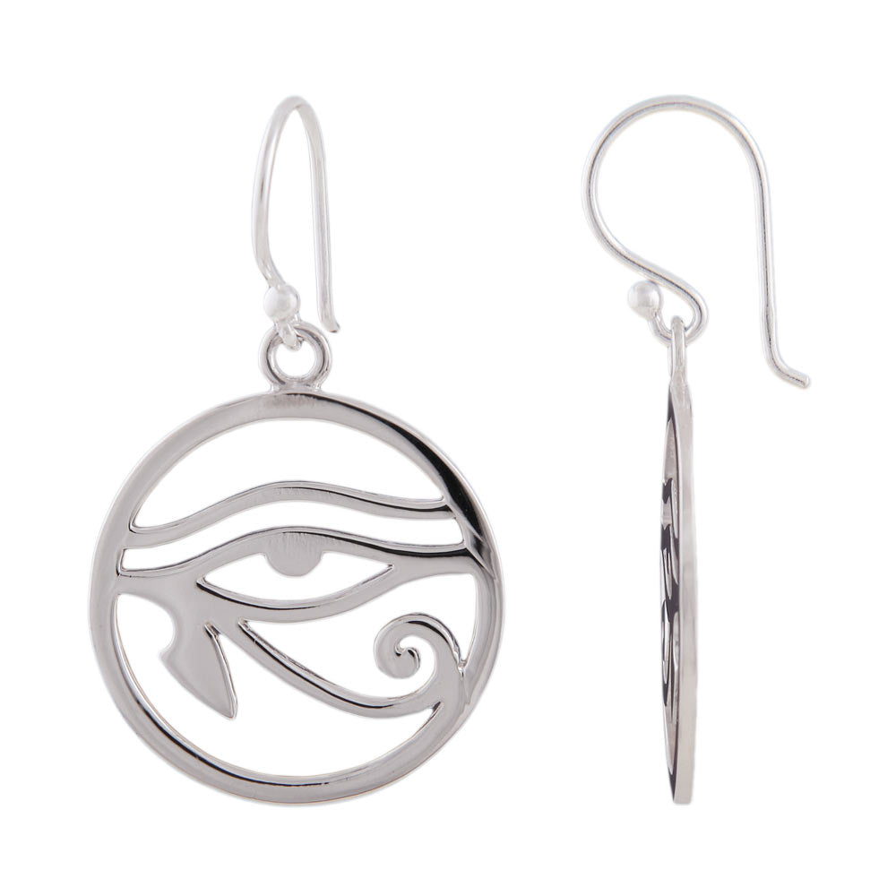 Øreledninger Ørering 34x20mm Eye of Horus Circular Shiny Silver 925