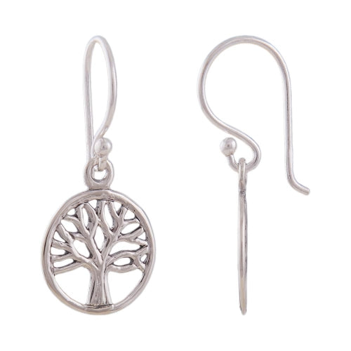 Ørering Ørering 24x11mm Livets Træ Cirkulær Skinnende Sølv 925