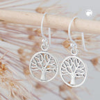 Ørering Ørering 24x11mm Livets Træ Cirkulær Skinnende Sølv 925