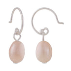 Øreledninger ørering 23x7mm ferskvandskultureret perlefarve Pink©farver sølv 925