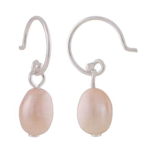Øreledninger ørering 23x7mm ferskvandskultureret perlefarve Pink©farver sølv 925