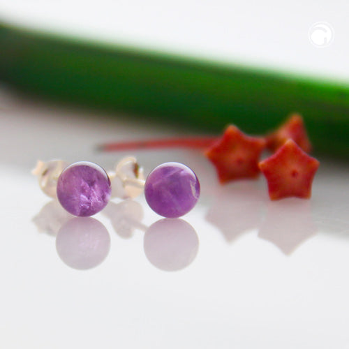 Ørestikker Ørering ca. 6 mm Amethyst Sølv 925