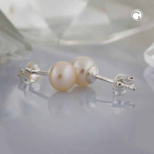 Øreørering, ca. 6,5 mm ferskvandskultureret perlefarve©, farver urunde, sølv 925