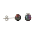 Øreøre-ørering ca. 6 mm ferskvandsdyrket perle mørkegrøn urund sølv 925