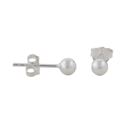Ørestikker 4mm kugle skinnende sølv 925