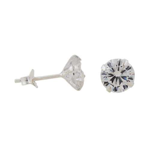 Ørestikker 6mm Cubic Zirconia Rundt Sæt Sølv 925