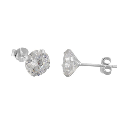 Ørestikker 8mm Cubic Zirconia Rundt Sæt Sølv 925
