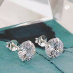 Ørestikker 8mm Cubic Zirconia Rundt Sæt Sølv 925