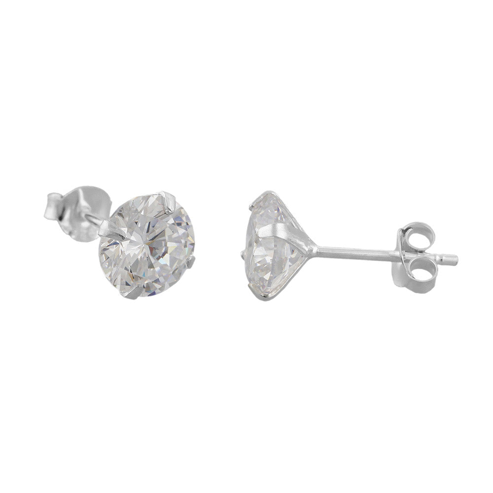 Ørestikker 8mm Cubic Zirconia Rundt Sæt Sølv 925