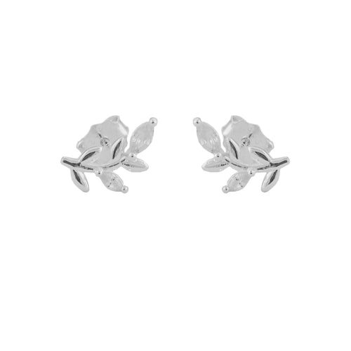 Ørestik 11x6mm blad med Cubic Zirconias Silver 925