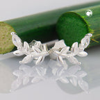 Ørestik 11x6mm blad med Cubic Zirconias Silver 925