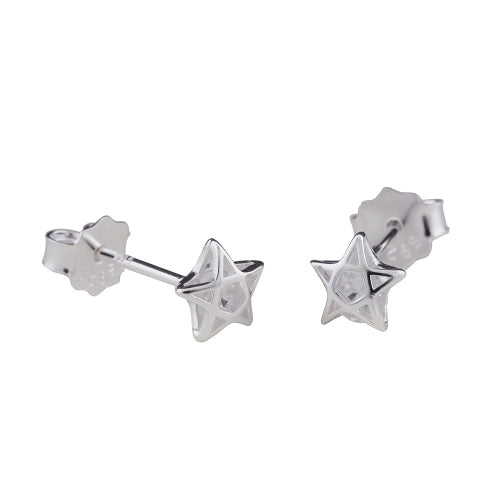 Ørestikker 6mm stjerne Pentagram Kubisk zirkonia Hvid Sølv 925