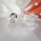 Ørestikker 6mm stjerne Pentagram Kubisk zirkonia Hvid Sølv 925